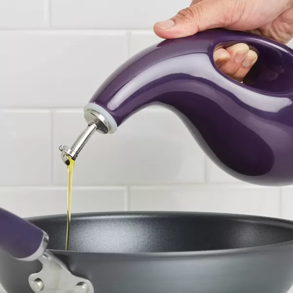 imageRachael Ray Solid Glaze Ceramics EVOO Olive Oil Bottle Dispenser with Spout  24 Ounce BluePurple