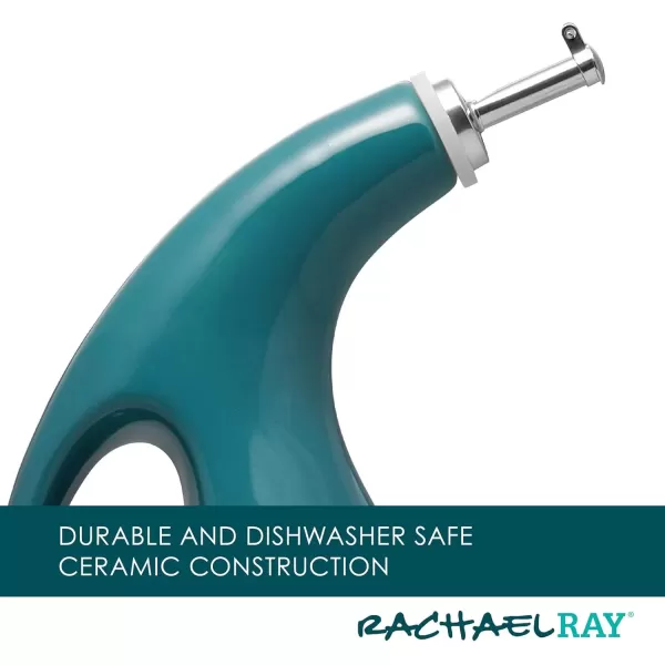 imageRachael Ray Solid Glaze Ceramics EVOO Olive Oil Bottle Dispenser with Spout  24 Ounce BlueTurquoise