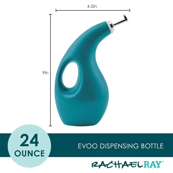 imageRachael Ray Solid Glaze Ceramics EVOO Olive Oil Bottle Dispenser with Spout  24 Ounce BlueTurquoise