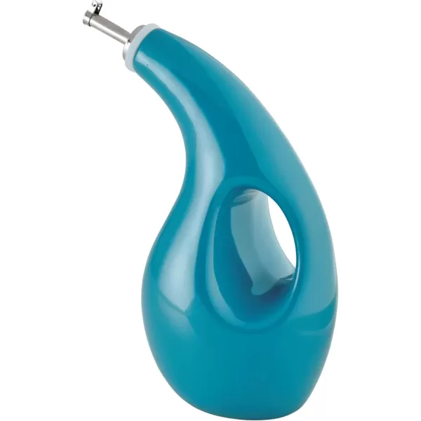 imageRachael Ray Solid Glaze Ceramics EVOO Olive Oil Bottle Dispenser with Spout  24 Ounce BlueTurquoise