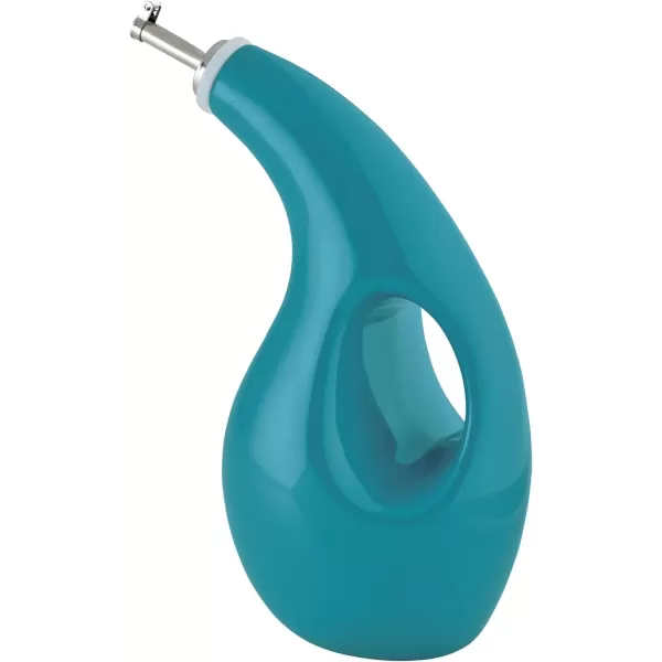 imageRachael Ray Solid Glaze Ceramics EVOO Olive Oil Bottle Dispenser with Spout  24 Ounce BlueTurquoise