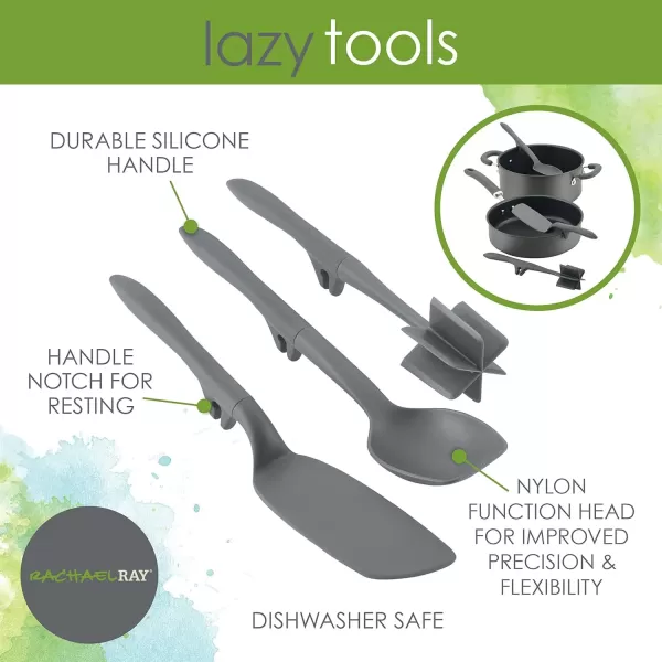 imageRachael Ray Tools and Gadgets Lazy Crush ampamp Chop Flexi Turner and Scraping Spoon Set  Cooking Utensils  3 Piece Light BlueGray