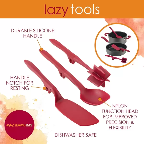 imageRachael Ray Tools and Gadgets Lazy Crush ampamp Chop Flexi Turner and Scraping Spoon Set  Cooking Utensils  3 Piece Light BlueRed