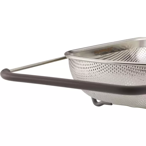 imageRachael Ray Tools and Gadgets OverTheSink ColanderStrainer for Pasta Fruits Veggies Expandable Silicone Grips Dishwasher Safe 45 Quart Stainless Steel with Gray HandlesStainless Steel with Gray Handles