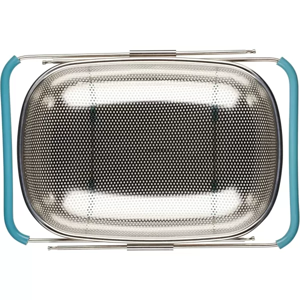imageRachael Ray Tools and Gadgets OverTheSink ColanderStrainer for Pasta Fruits Veggies Expandable Silicone Grips Dishwasher Safe 45 Quart Stainless Steel with Gray HandlesStainless Steel with Agave Blue Handles