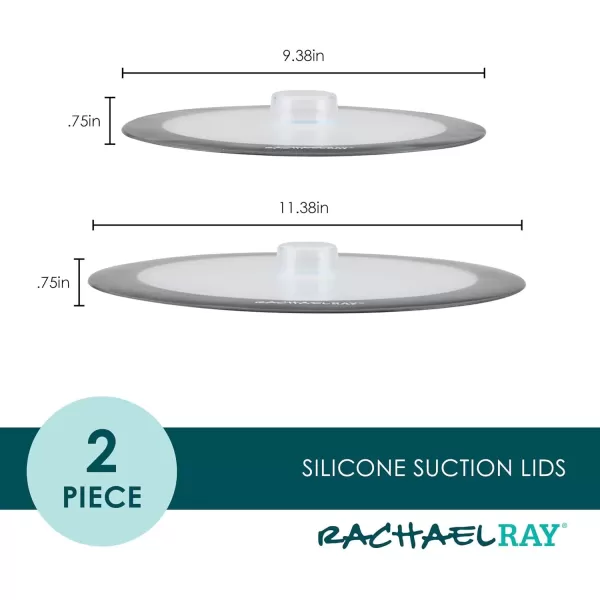 imageRachael Ray Tools and Gadgets Silicone Suction Lid Set 2 Piece TealDark Gray