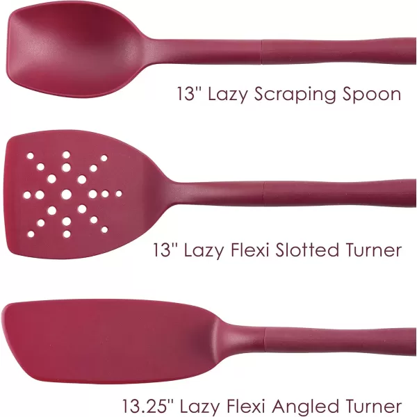 imageRachael Ray Tools and Gadgets Spoon Slotted and Solid Turners Set Cooking Utensils  3 Piece Teal BlueBurgundy