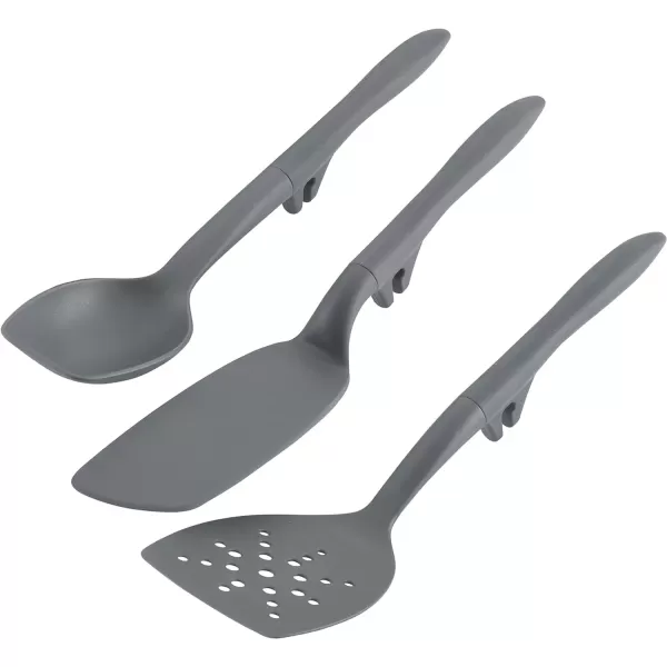 imageRachael Ray Tools and Gadgets Spoon Slotted and Solid Turners Set Cooking Utensils  3 Piece Teal BlueGray