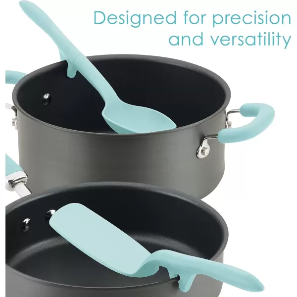 imageRachael Ray Tools and Gadgets Spoon Slotted and Solid Turners Set Cooking Utensils  3 Piece Teal BlueLight Blue