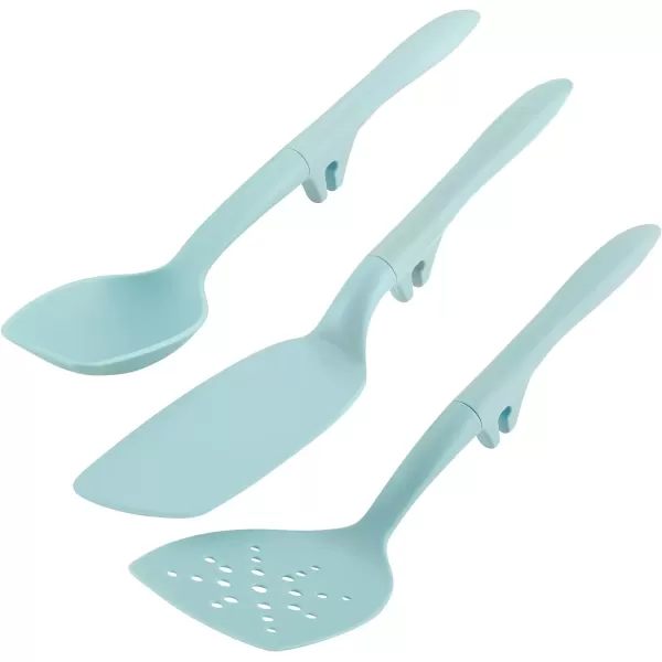 imageRachael Ray Tools and Gadgets Spoon Slotted and Solid Turners Set Cooking Utensils  3 Piece Teal BlueLight Blue