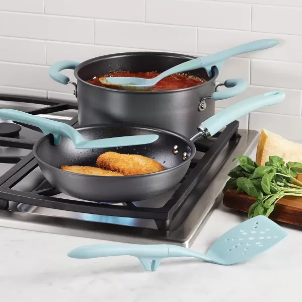 imageRachael Ray Tools and Gadgets Spoon Slotted and Solid Turners Set Cooking Utensils  3 Piece Teal BlueLight Blue