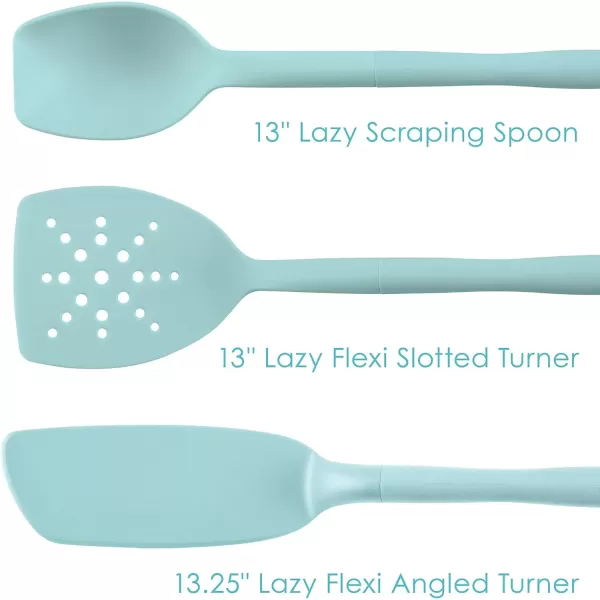 imageRachael Ray Tools and Gadgets Spoon Slotted and Solid Turners Set Cooking Utensils  3 Piece Teal BlueLight Blue