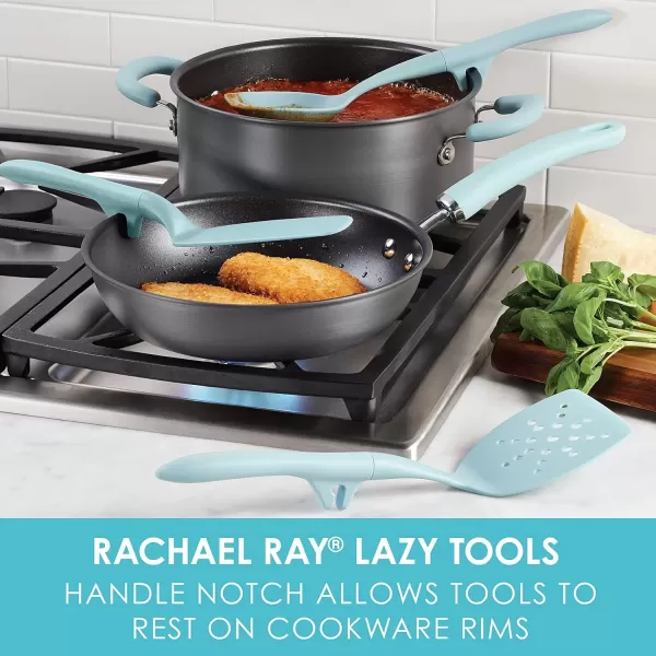 imageRachael Ray Tools and Gadgets Spoon Slotted and Solid Turners Set Cooking Utensils  3 Piece Teal BlueLight Blue