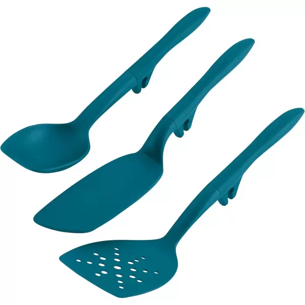 imageRachael Ray Tools and Gadgets Spoon Slotted and Solid Turners Set Cooking Utensils  3 Piece Teal BlueTeal