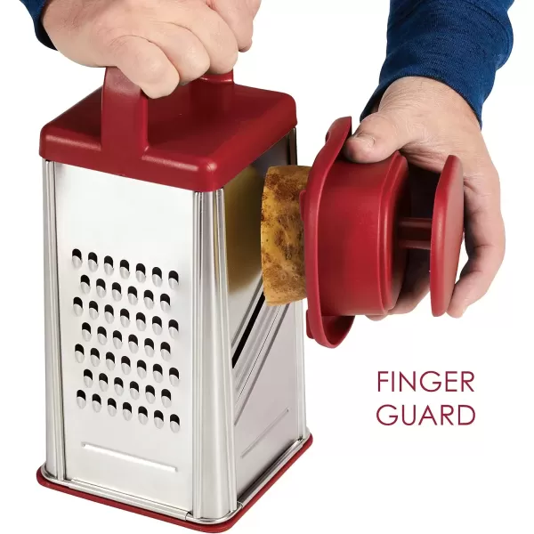 imageRachael Ray Tools and Gadgets Stainless Steel Box Grater for Vegetables Chocolate Hard Cheeses and more Teal BlueRed