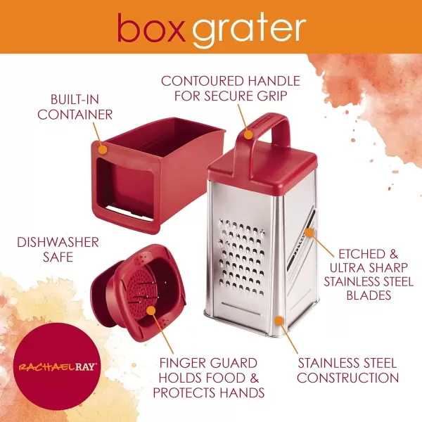 imageRachael Ray Tools and Gadgets Stainless Steel Box Grater for Vegetables Chocolate Hard Cheeses and more Teal BlueRed