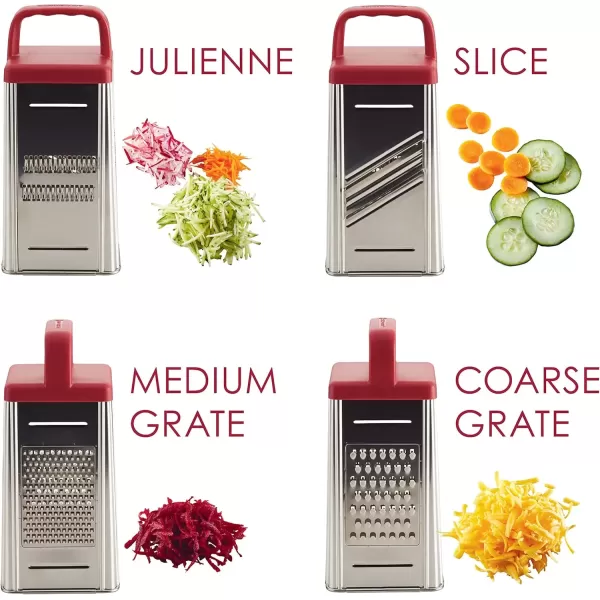 imageRachael Ray Tools and Gadgets Stainless Steel Box Grater for Vegetables Chocolate Hard Cheeses and more Teal BlueRed