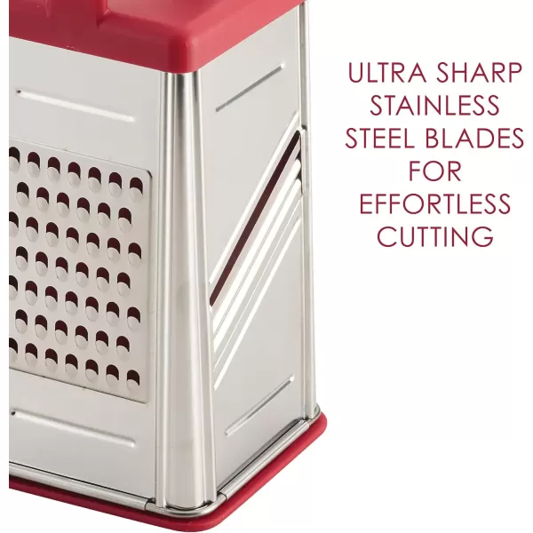 imageRachael Ray Tools and Gadgets Stainless Steel Box Grater for Vegetables Chocolate Hard Cheeses and more Teal BlueRed