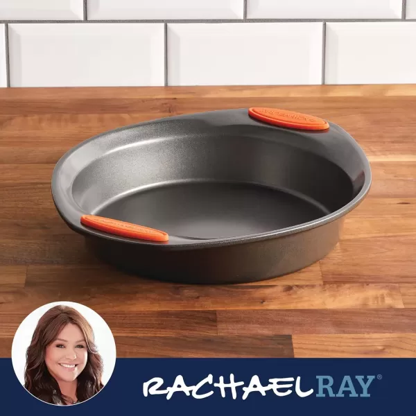 imageRachael Ray Yum o Nonstick Bakeware Baking Pan  Nonstick Cake Pan Square  9 Inch GrayRound