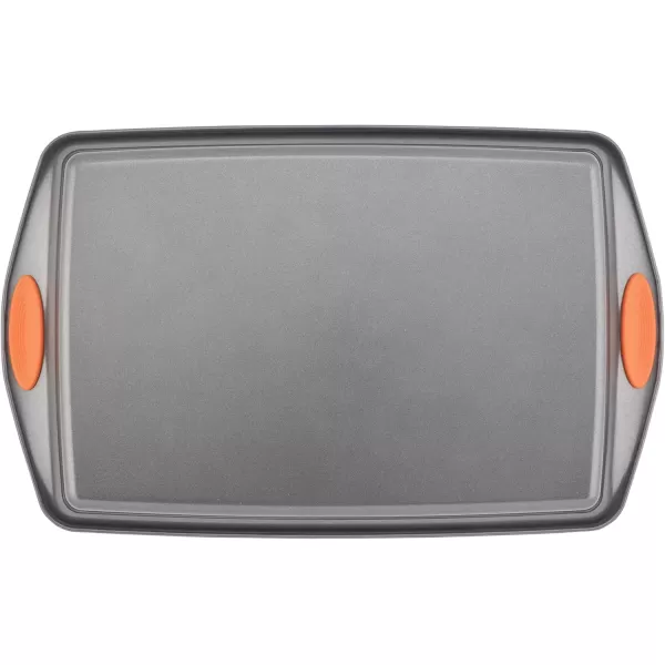 imageRachael Ray Yumo Nonstick Baking Pan With Grips Nonstick Cake Pan with Grips Rectangle  9 Inch x 13 Inch Gray with Red GripsGray with Orange Grips