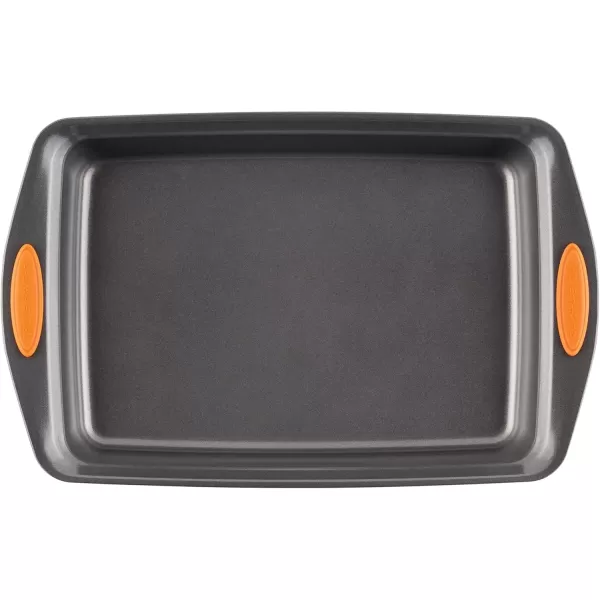imageRachael Ray Yumo Nonstick Baking Pan With Grips Nonstick Cake Pan with Grips Rectangle  9 Inch x 13 Inch Gray with Red GripsGray with Orange Grips