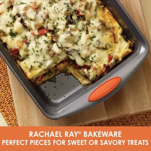 imageRachael Ray Yumo Nonstick Baking Pan With Grips Nonstick Cake Pan with Grips Rectangle  9 Inch x 13 Inch Gray with Red GripsGray with Orange Grips