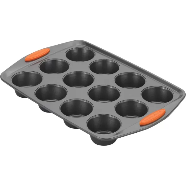 imageRachael Ray Yumo Nonstick Baking Pan With Grips Nonstick Cake Pan with Grips Rectangle  9 Inch x 13 Inch Gray with Red GripsGray with Orange Grips
