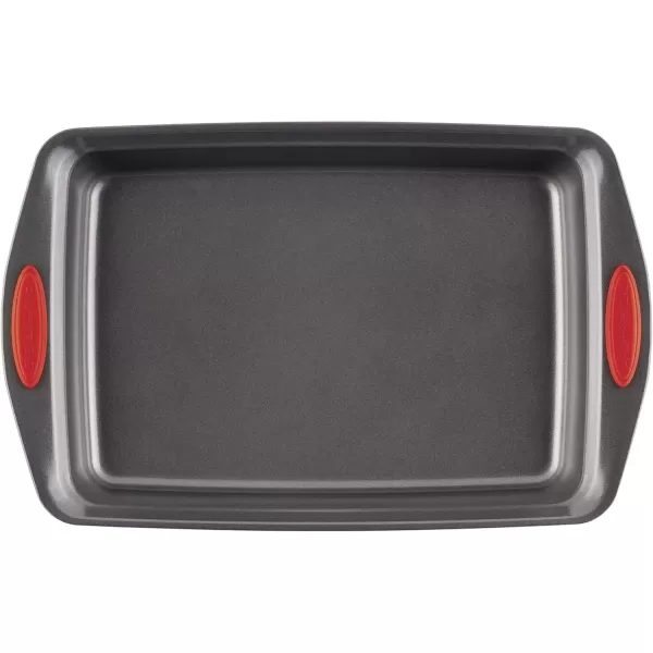 imageRachael Ray Yumo Nonstick Baking Pan With Grips Nonstick Cake Pan with Grips Rectangle  9 Inch x 13 Inch Gray with Red GripsGray with Red Grips