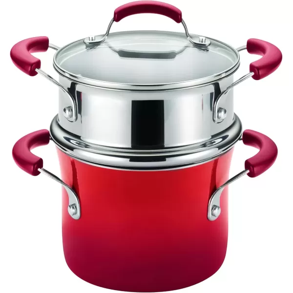 imageRachael Ray Brights Sauce PotSaucepot with Steamer Insert 3 Quart TwoTone RedTwoTone Red