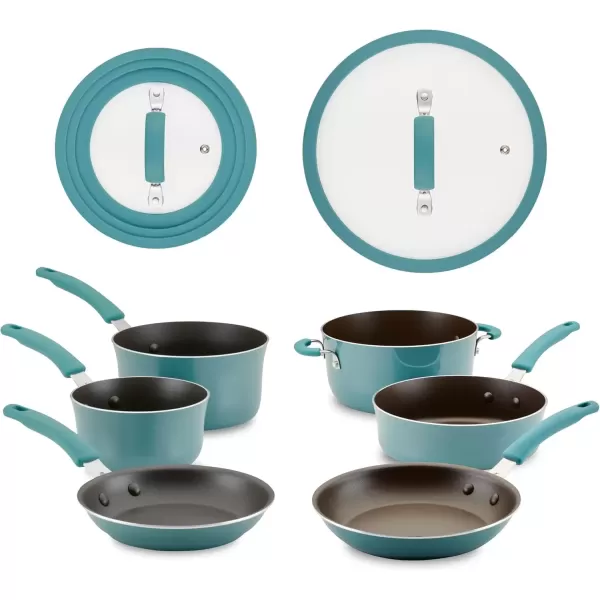 imageRachael Ray Cook  Create Nonstick CookwarePots and Pan Set 10 Piece Agave Blue