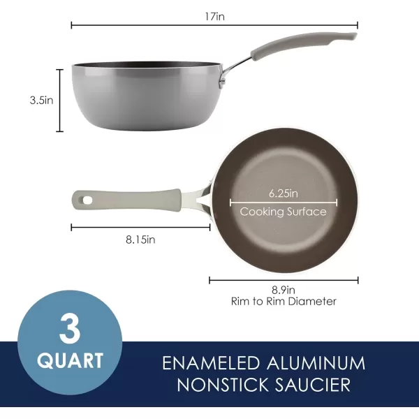 imageRachael Ray Cook  Create Nonstick Saucier PanSaucepan 3 Quart Agave BlueGray