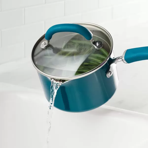 imageRachael Ray Create Delicious Nonstick Induction Saucepan with Straining Lid 2 Quart Teal Shimmer