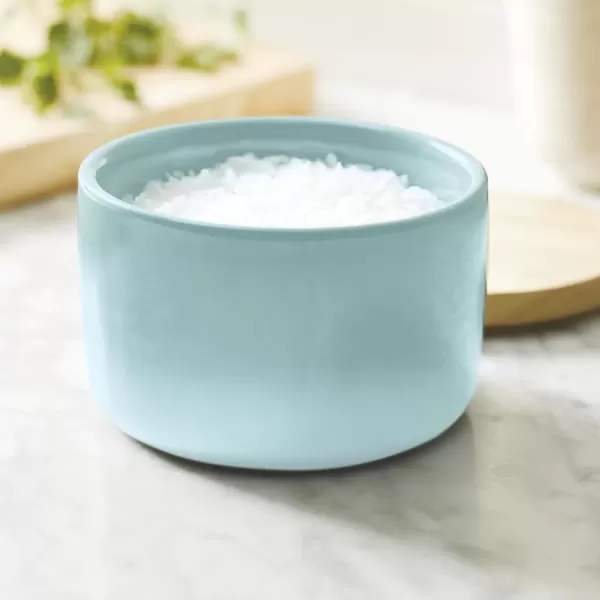 imageRachael Ray Solid Glaze Ceramics Salt and Spice Box with Wood Lid for Seasoning Cooking Serving 9 Ounce Light Blue Ombre