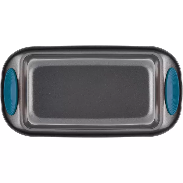 imageRachael Ray 47962 Yumo Bakeware Oven Lovin Nonstick Loaf Pan 9Inch by 5Inch Steel Pan Gray with Red HandlesGray with Marine Blue Grips