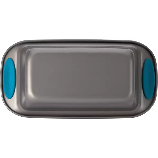 imageRachael Ray 47962 Yumo Bakeware Oven Lovin Nonstick Loaf Pan 9Inch by 5Inch Steel Pan Gray with Red HandlesGray with Marine Blue Grips