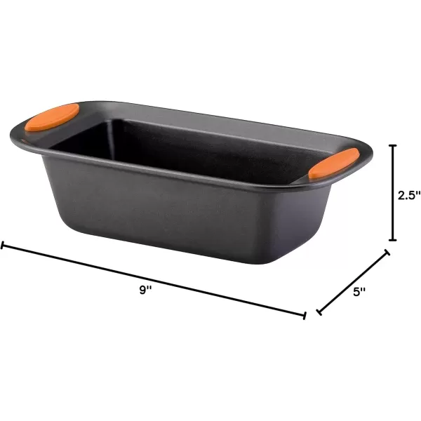 imageRachael Ray 47962 Yumo Bakeware Oven Lovin Nonstick Loaf Pan 9Inch by 5Inch Steel Pan Gray with Red HandlesGray with Orange Grips