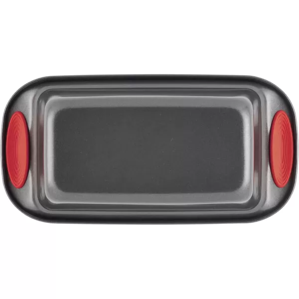 imageRachael Ray 47962 Yumo Bakeware Oven Lovin Nonstick Loaf Pan 9Inch by 5Inch Steel Pan Gray with Red HandlesGray with Red Grips