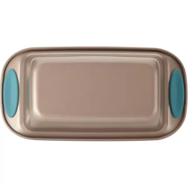 imageRachael Ray 47962 Yumo Bakeware Oven Lovin Nonstick Loaf Pan 9Inch by 5Inch Steel Pan Gray with Red HandlesLatte Brown
