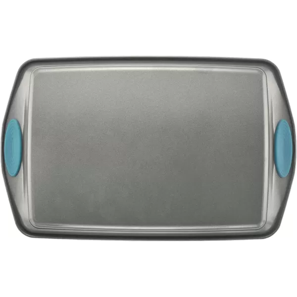 imageRachael Ray Bakeware Nonstick Cookie Pan Set 3Piece Gray with Agave Blue Grips
