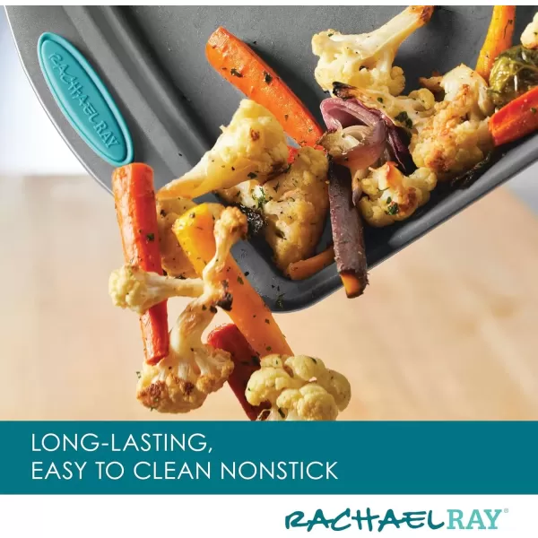 imageRachael Ray Bakeware Nonstick Cookie Pan Set 3Piece Gray with Agave Blue Grips