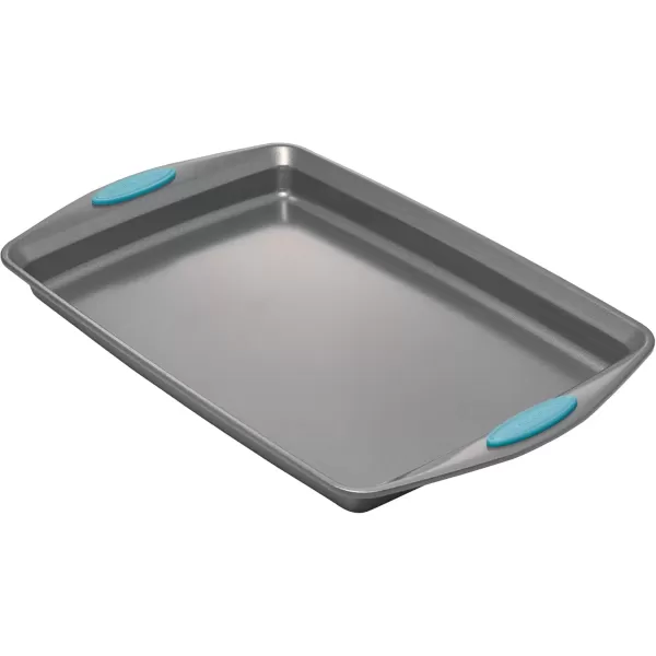 imageRachael Ray Bakeware Nonstick Cookie Pan Set 3Piece Gray with Agave Blue Grips