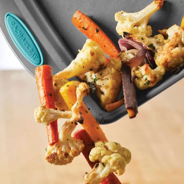 imageRachael Ray Bakeware Nonstick Cookie Pan Set 3Piece Gray with Agave Blue Grips