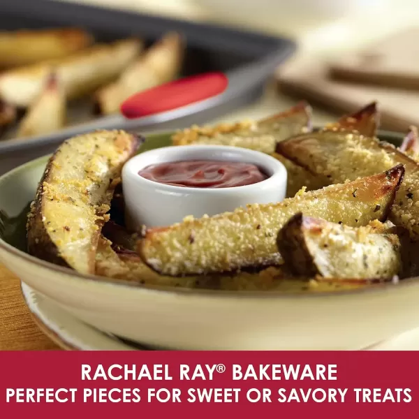 imageRachael Ray Bakeware Nonstick Cookie Pan Set 3Piece Gray with Red Grips