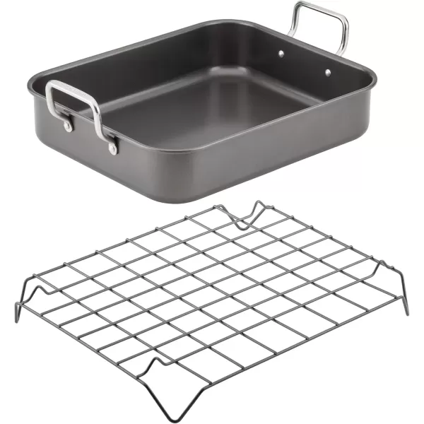 imageRachael Ray Bakeware Nonstick RoasterRoasting Pan with Reversible Rack 165 Inch x 135 Inch GrayRoasting Pan