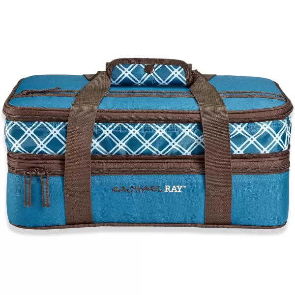 imageRachael Ray Expandable Insulated Casserole Carrier for Hot or Cold Food Thermal Lasagna Lugger Tote for Potluck Parties Picnic and Cookouts Fits 9quot x 13quot Baking DishMarine Blue Plaid
