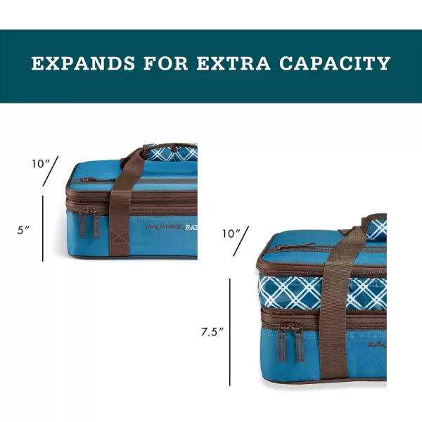 imageRachael Ray Expandable Insulated Casserole Carrier for Hot or Cold Food Thermal Lasagna Lugger Tote for Potluck Parties Picnic and Cookouts Fits 9quot x 13quot Baking DishMarine Blue Plaid