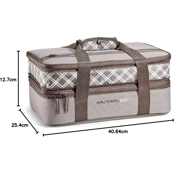 imageRachael Ray Expandable Insulated Casserole Carrier for Hot or Cold Food Thermal Lasagna Lugger Tote for Potluck Parties Picnic and Cookouts Fits 9quot x 13quot Baking DishSea Salt Grey