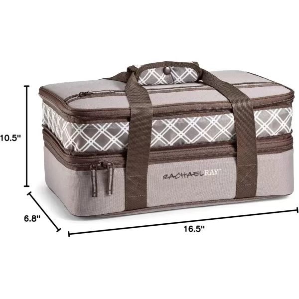 imageRachael Ray Expandable Insulated Casserole Carrier for Hot or Cold Food Thermal Lasagna Lugger Tote for Potluck Parties Picnic and Cookouts Fits 9quot x 13quot Baking DishSea Salt Grey