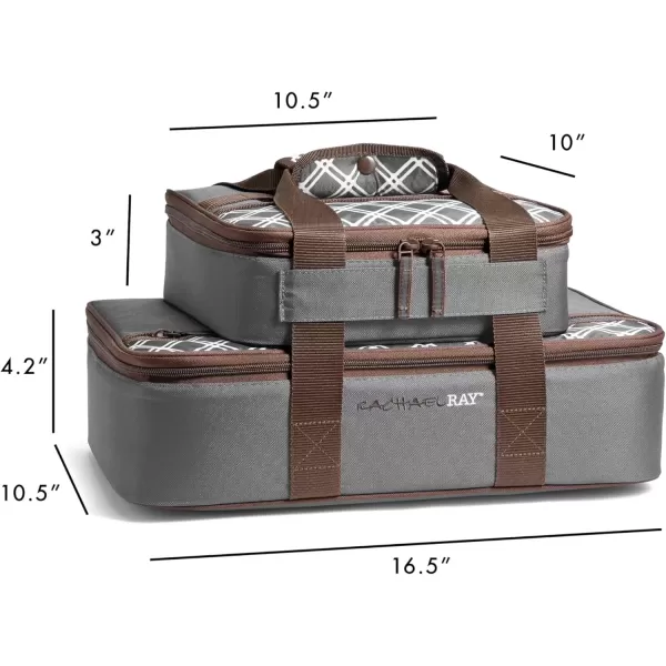 imageRachael Ray Lugger Duo Insulated Casserole Carrier for Hot or Cold Food Thermal Lasanga Lugger Tote for Pockluck Parties Picnic and Cookouts Fits 9quot x 13quot Baking Dish Blue PlaidSea Salt Grey