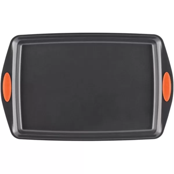 imageRachael Ray Nonstick Bakeware Set with Grips Nonstick Cookie Sheets  Baking Sheets  3 Piece Gray with Orange Grips